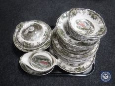 A tray of forty-two pieces of Johnson Brothers Friendly Village china