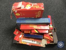 A box of a collection of Triang Hornby OO spare boxes
