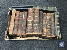 A box of antiquarian leather bound volumes : two volumes Encyclopaedia of Arts,