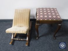 A dressing table stool and a gout stool
