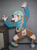 A large wooden cut-out 'Fun House' figure