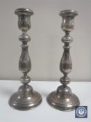 A pair of loaded silver candlesticks, Birmingham 1943,