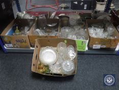 Five boxes of assorted glass ware