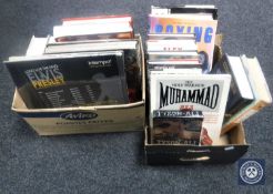 Two boxes of LP records, books,