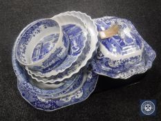 Spode blue and white china - serving dishes, flan dishes,