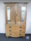 A Victorian pine linen press CONDITION REPORT: 204cm high by 116cm wide by 49cm