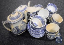 Thirty-seven pieces of Spode blue and white tea china