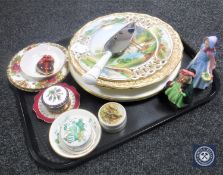 A tray of Royal Worcester cake plate and slice, cabinet plates,