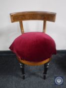 A walnut upholstered dressing table chair