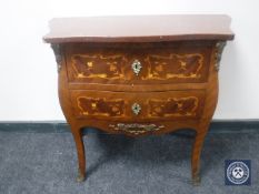 A continental inlaid mahogany commode chest with marble top and metal mounts CONDITION