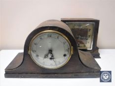 Two early 20th century oak cased mantel clocks