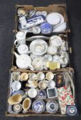 Three boxes of assorted china and dinner ware - Ringtons, tea service,