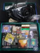 Two boxes of assorted electricals and CD's