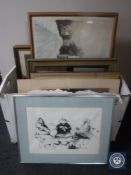 A box of continental pictures and prints