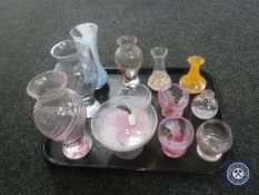 A tray of twelve assorted pieces of Caithness glass