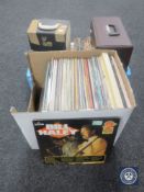 Two boxes of vinyl LP records,