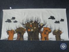 A 1970's Danish wall hanging depicting trees
