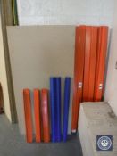 Three sets of two tier metal shelving, height 92 cm, depth 75 cm,