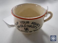 A Fieldings novelty ashpot depicting a caricature of Hitler 'Flip Your Ashes on Old Nasty'