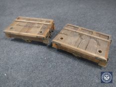 Two Super Dry shop display stands in the form of train wagons