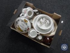 A box of miscellaneous china and glass - Paragon china, Coalport, Royal Worcester,