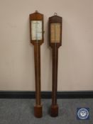 Two mahogany stick barometers