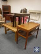 Two two-tier side tables, a large coffee table,