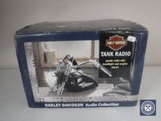A boxed Harley Davidson fuel tank radio