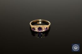 A 9ct gold amethyst and pearl ring,