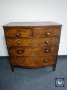 A Victorian mahogany bowfront five drawer chest