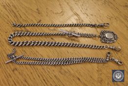 Three antique silver Albert chains CONDITION REPORT: 103g gross