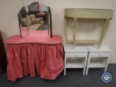 A mid 20th century kidney shaped dressing table with mirror,