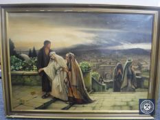 A gilt framed continental school oil on canvas religious study