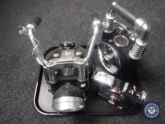 Three Harley Davidson radios - Harley V twin engine,