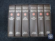 Six Folio Society volumes - Winston S Churchill's The Second World War, I-VI,