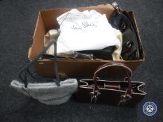 A box of leather and cloth lady's hand bags; Jane Shilton, Foirelli,