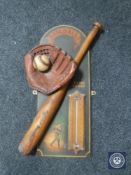 A contemporary wooden baseball wall plaque with thermometer