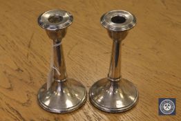 A pair of silver candlesticks, Birmingham 1923, height 16.5 cm.