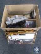 A box of part Palitoy Mainline train set, assorted track,