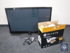 An LG 42" plasma TV with lead and remote plus a boxed HP desk jet printer