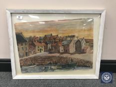 Donald James White : Harbour, watercolour, 55 cm x 39 cm, framed.
