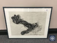 Donald James White : Rope, charcoal, 56 cm x 40 cm, framed.