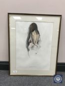 Donald James White : Ann, charcoal with colour chalks, 38 cm x 52 cm, framed.