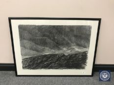 Donald James White : Ullapool, charcoal, 80 cm x 55 cm, framed.