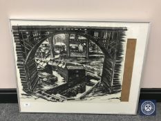 Donald James White : Ouseburn, charcoal, 64 cm x 48 cm, framed.