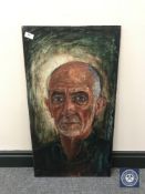 Donald James White : Portrait study of a man, oil on panel, 44 cm x 81 cm.