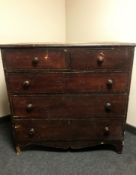 A Victorian painted pine chest of two short and three long, graduated drawers.