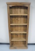 A set of pine open bookshelves