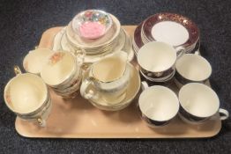 A tray containing nineteen pieces of Crown Devon Blenheim tea china,