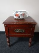 A 19th century commode together with a china chamber pot